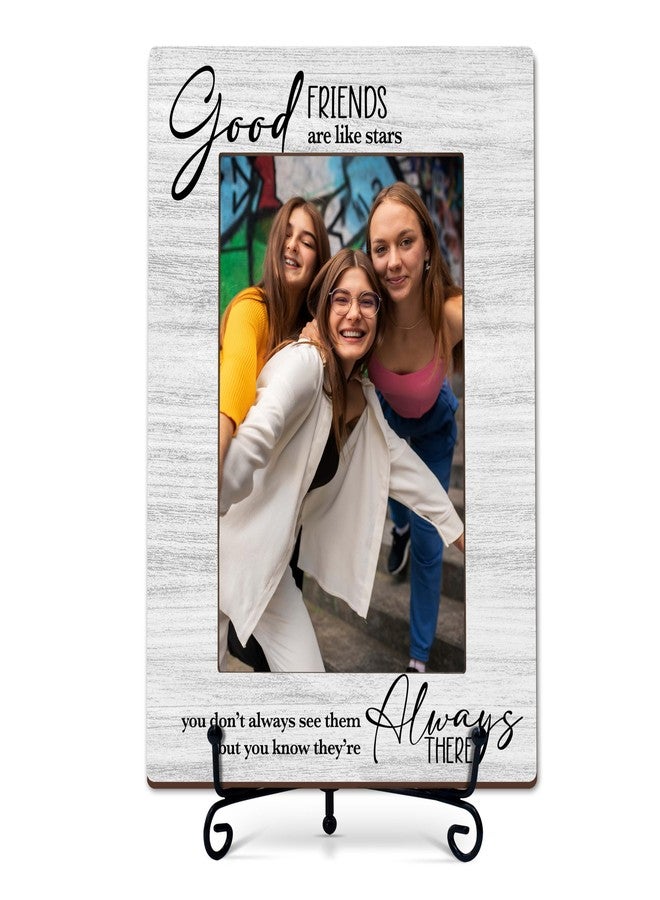 OXRUN Friends Picture Frame, Long Distance Friend Gifts, Friendship Wooden Photo Frame with Stand, Display Photo Insert, 4x6 Photo Frames for Tabletop Display - A12-2 - Image 1